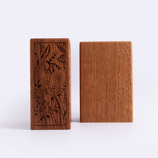 Wooden Bookends Pair - British Herbs