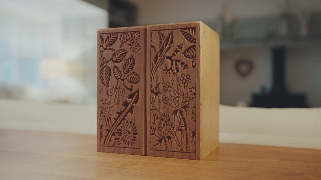 Wooden Bookends Pair - British Herbs